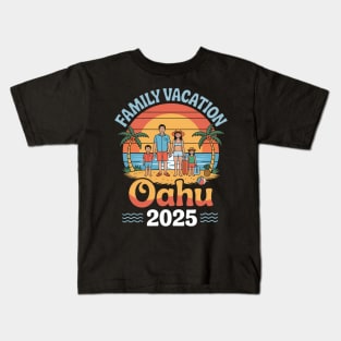 Beach Family Vacation In Oahu 2025 Sunset Trip Travelling Kids T-Shirt